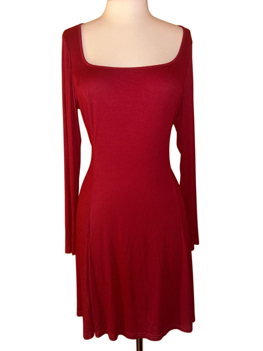 Cupshe Square Neck Long Sleeve Red Dress